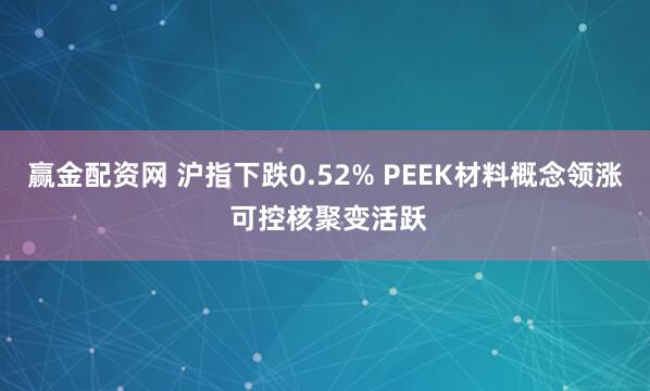 赢金配资网 沪指下跌0.52% PEEK材料概念领涨 可控核聚变活跃